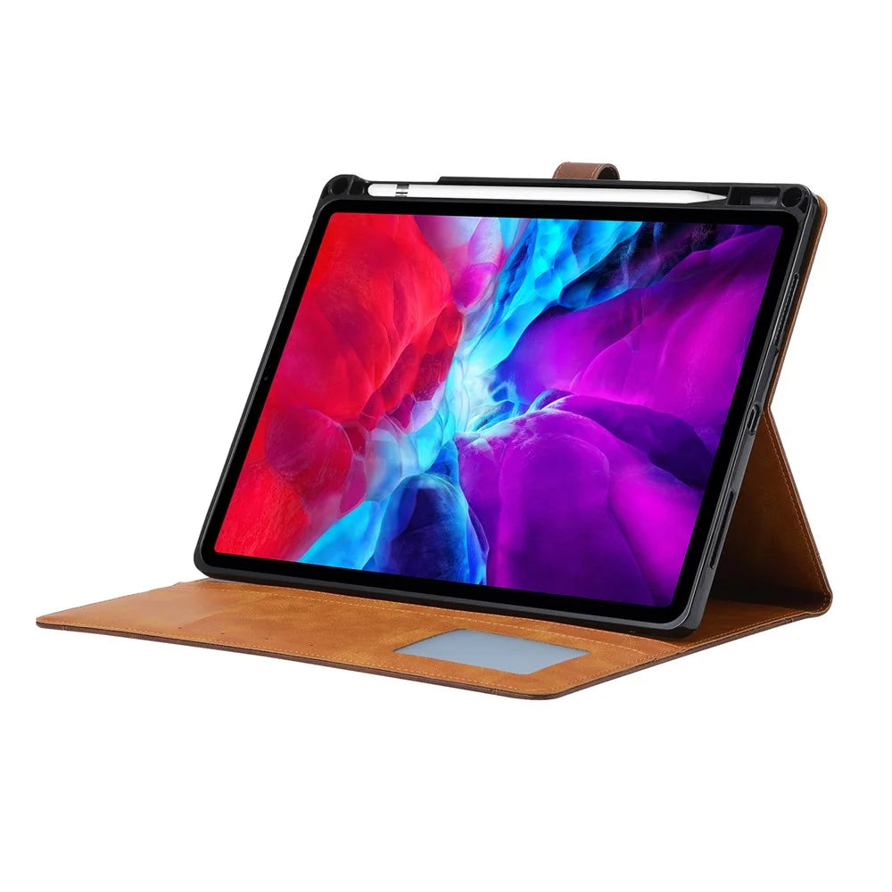 Stand Wallet Design Leather Tablet Protective Case Cover with Pen Slot for iPad Pro 12.9-inch (2021) - Brown - 4