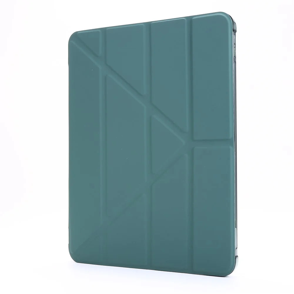 Auto Wake/Sleep Deformable Stand Leather Tablet Case with Pen Slot for iPad Pro 11-inch (2021) - Dark Green - 2
