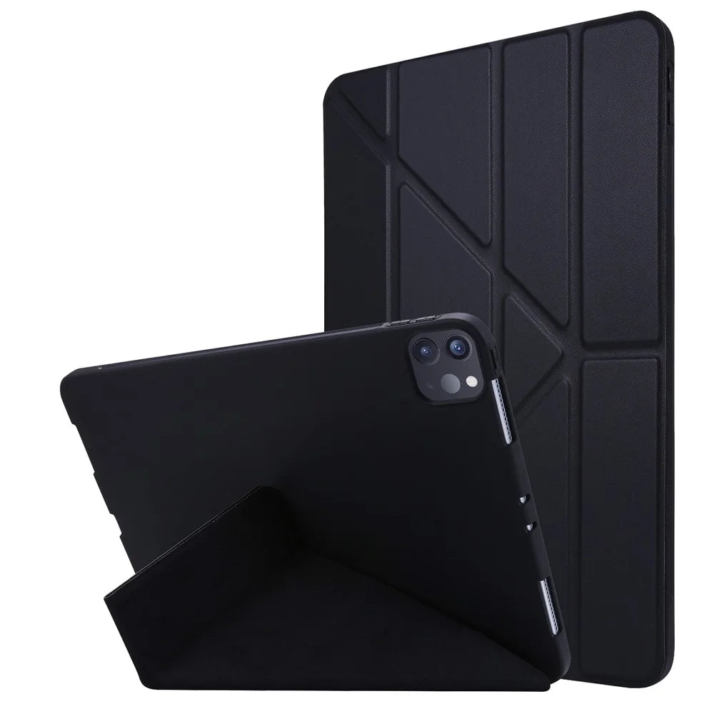 Auto Wake/Sleep Deformable Silicone + PU Leather Stand Tablet Cover for iPad Pro 11-inch (2021) - Black - 1