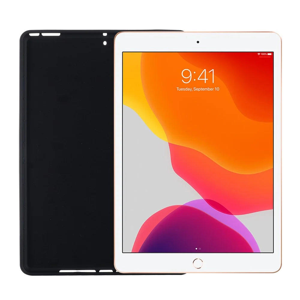 Liquid Silicone Gel Rubber Shockproof Slim Shell Full Body Protection Cover for iPad 10.2 (2020)/ (2021) / (2019) - Black - 5