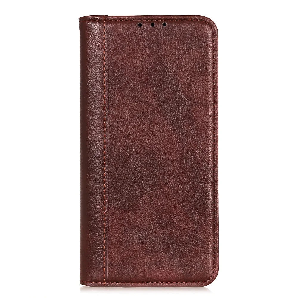 Litchi Texture Split Leather Magnet Absorption Wallet Stand Case Cover for iPhone 13 6.1-inch - Brown - 2
