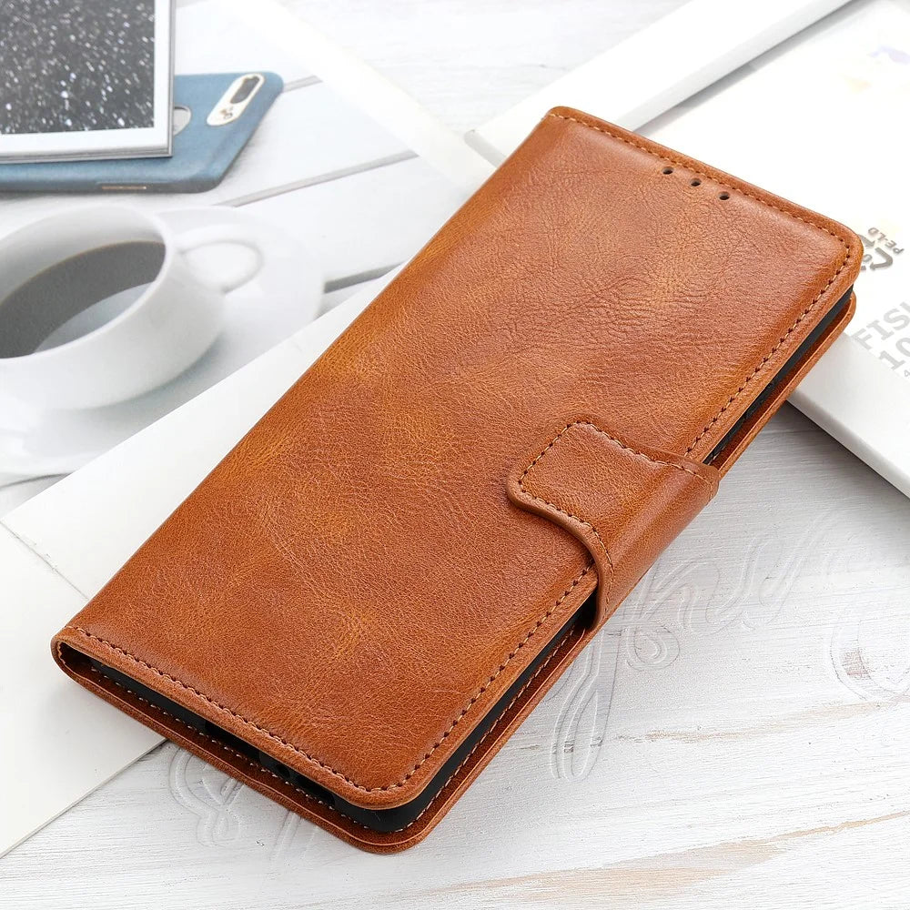Crazy Horse PU Leather Wallet Protective Case Shell with Stand for iPhone 13 Pro 6.1-inch - Brown - 6