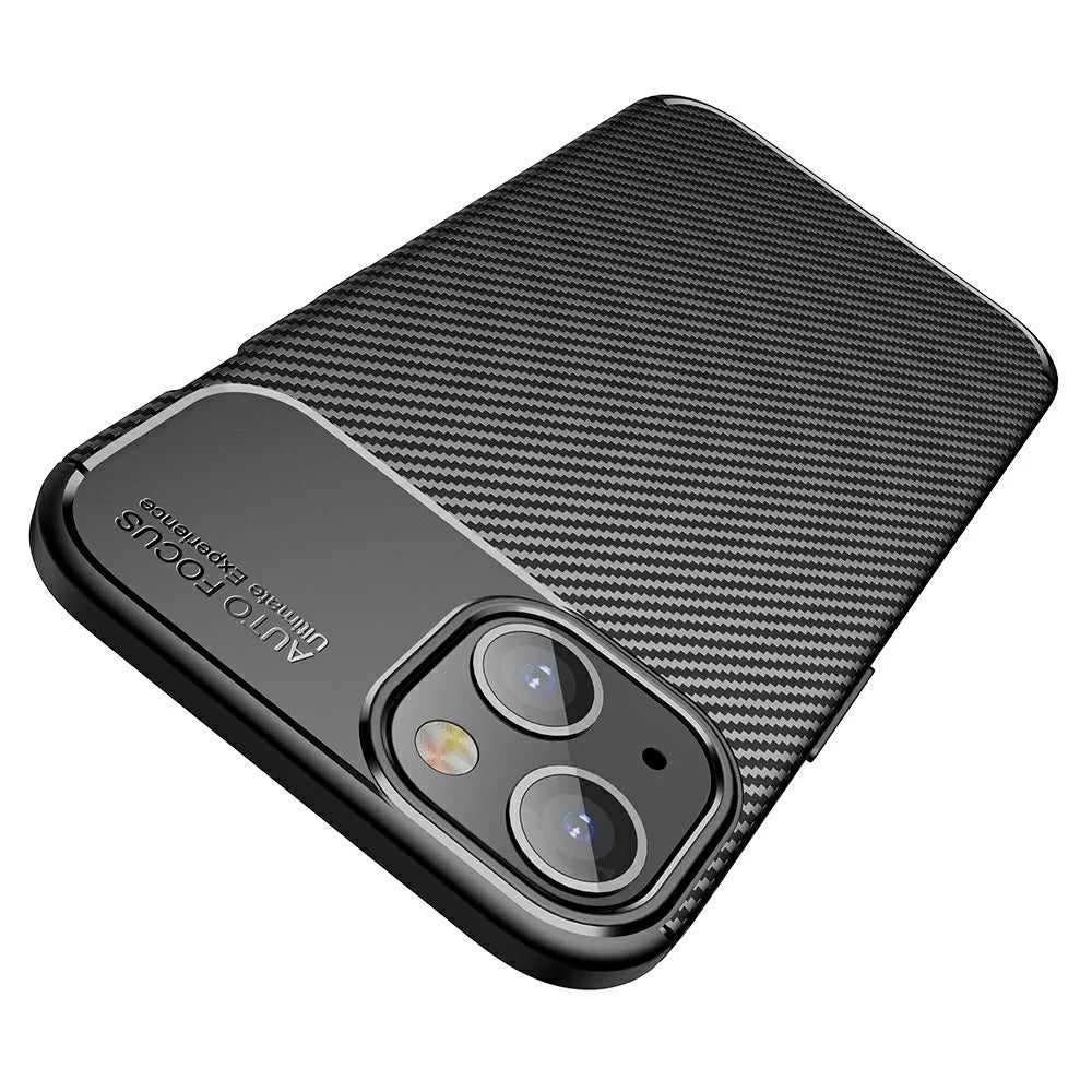 Carbon Fiber Texture Anti-Drop TPU Phone Case Cover for iPhone 13 6.1-inch - Black - 3