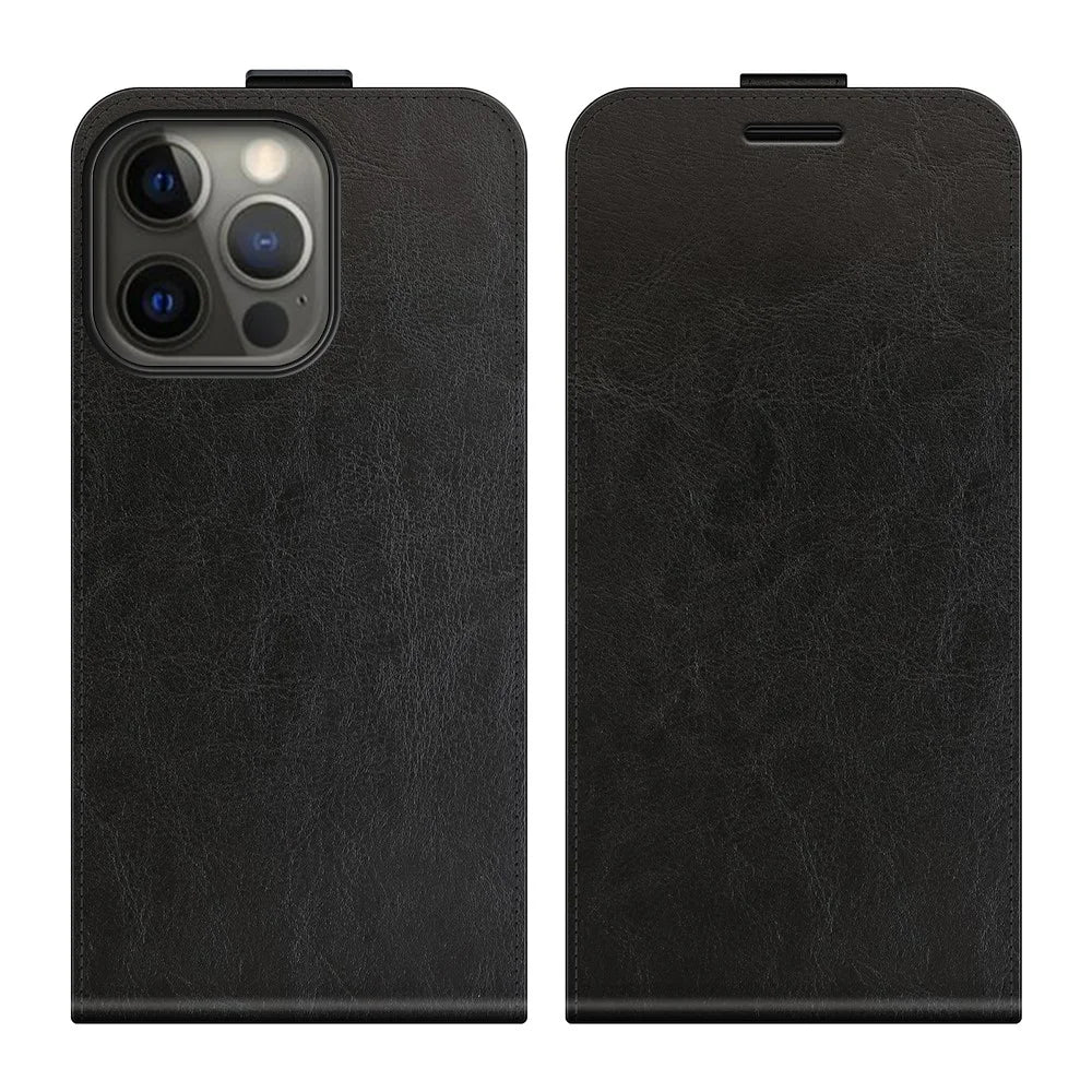 Crazy Horse Texture Vertical Flip Leather Phone Cover with Card Slot for iPhone 13 Pro 6.1 inch - Black - 6