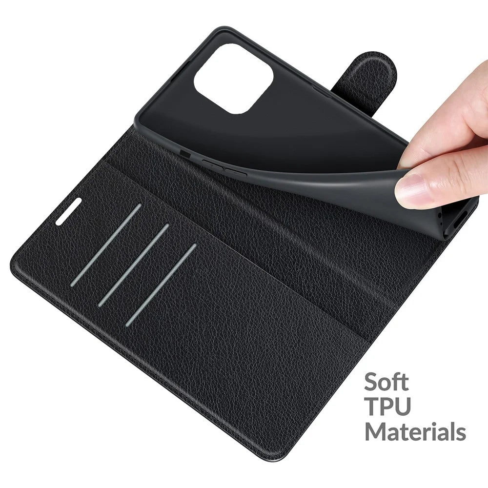Litchi Skin Leather Wallet Well-protected Mobile Phone Cover Case with Stand for iPhone 13 Pro 6.1 inch - Black - 4