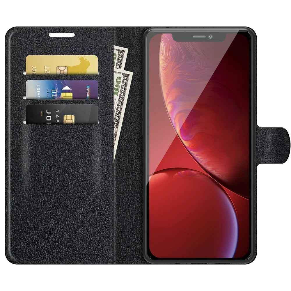 Litchi Skin Leather Wallet Well-protected Mobile Phone Cover Case with Stand for iPhone 13 Pro 6.1 inch - Black - 7