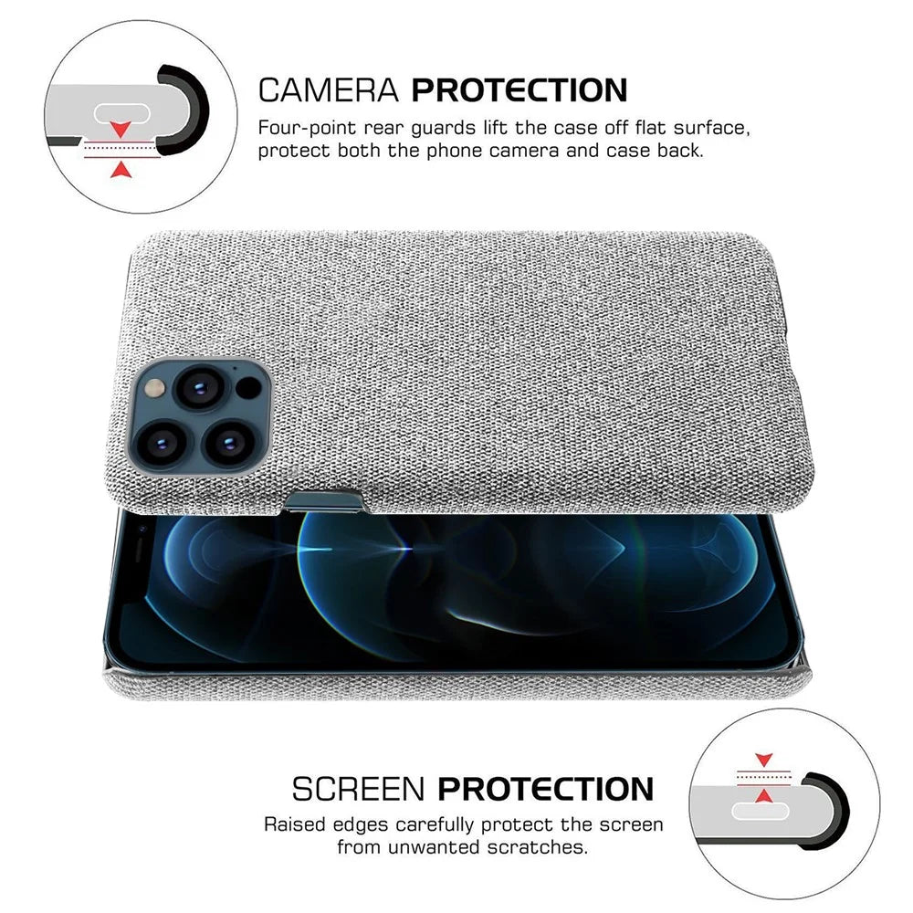 Cloth Coated Hard Plastic Phone Case Cover for iPhone 13 Pro Max 6.7-inch - Light Grey - 3