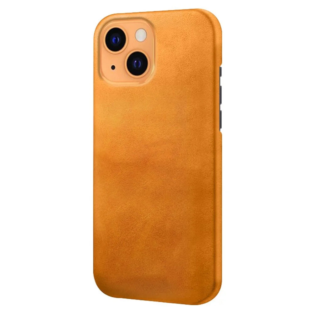 Quality PU Leather Coated PC Phone Case for iPhone 13 6.1-inch - Orange - 2