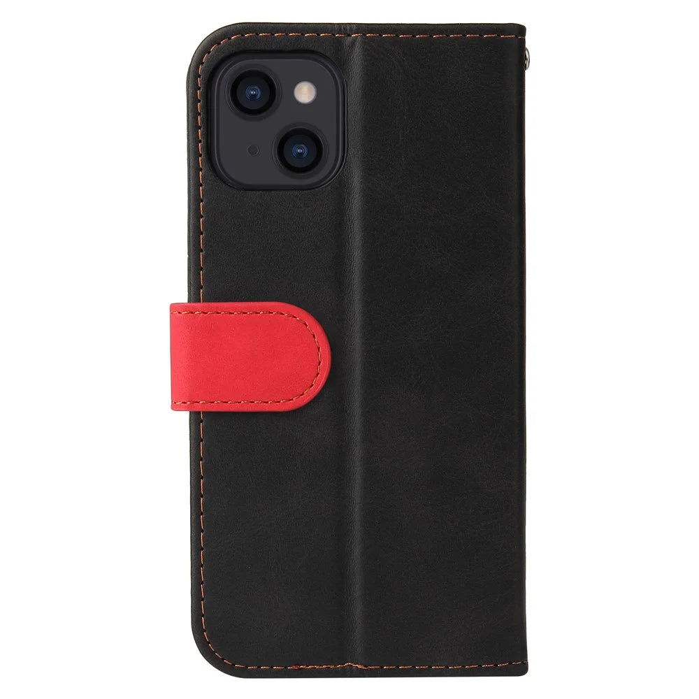 Business Style Anti-drop Dual-color Splicing Design Phone Case for iPhone 13 6.1 inch - Red - 3
