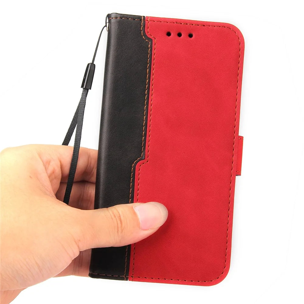 Business Style Anti-drop Dual-color Splicing Design Phone Case for iPhone 13 6.1 inch - Red - 6