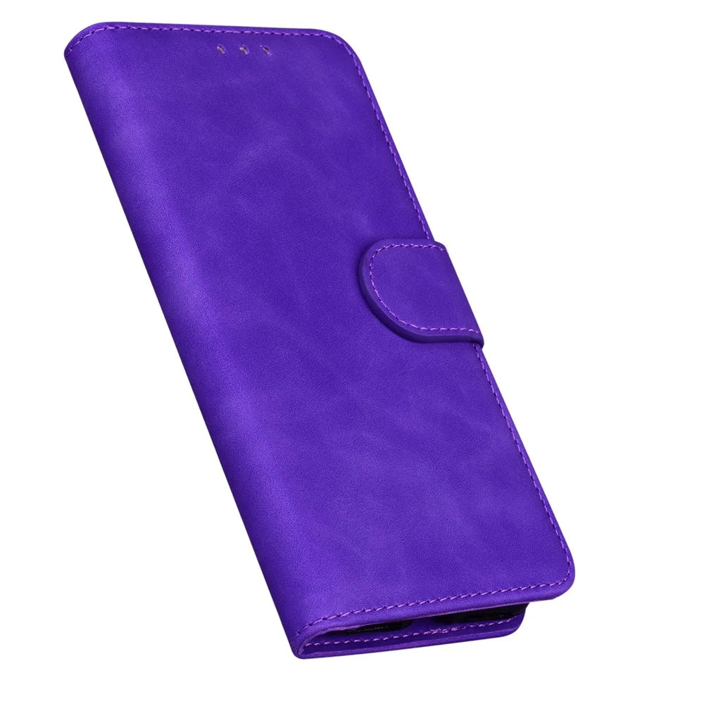 Pure Color Drop-resistant Leather Mobile Phone Cover Case for iPhone 13 6.1 inch - Purple - 6