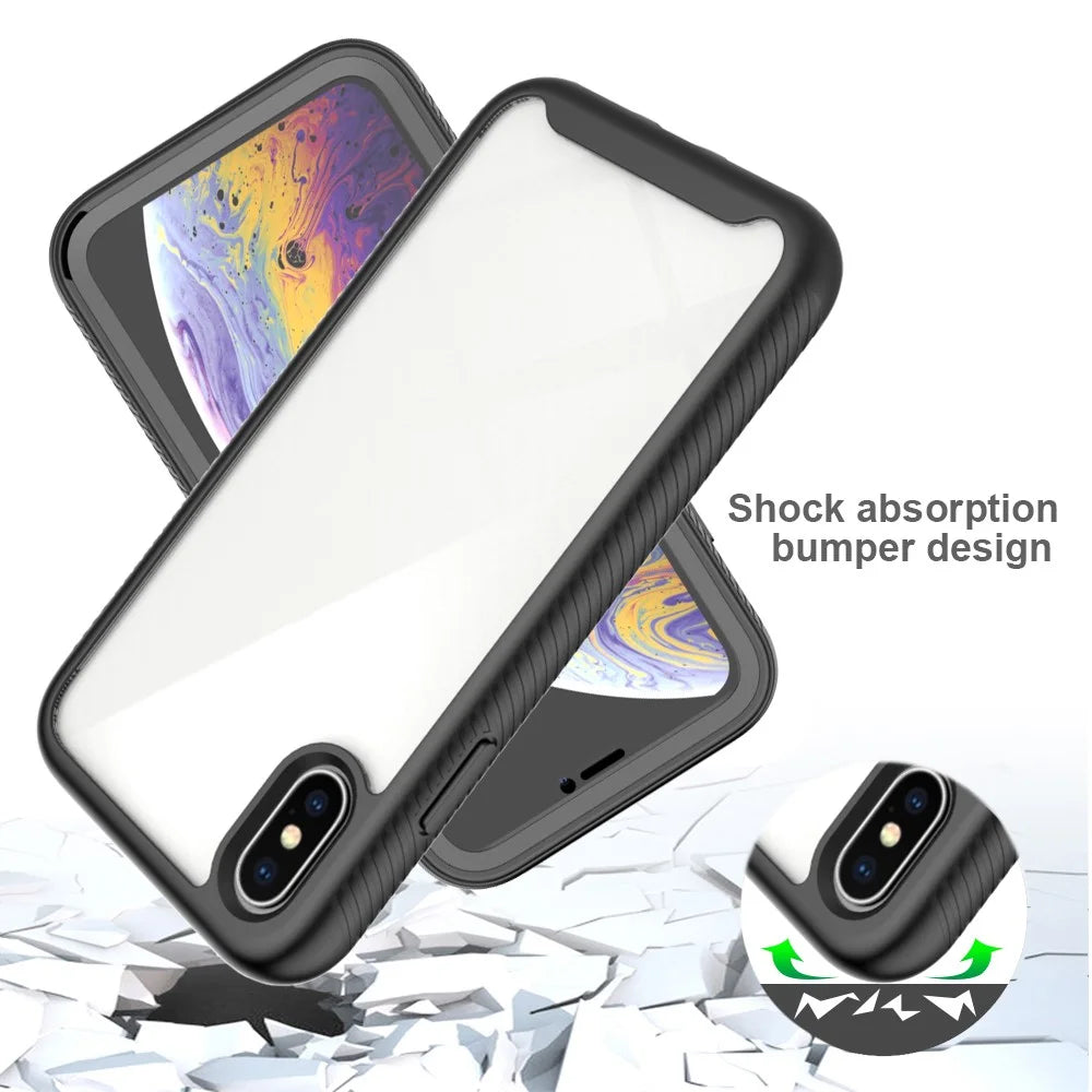 PC + TPU Full Body Protection Phone Case Cover with PET Screen Protector for iPhone XS 5.8 inch - Black - 3