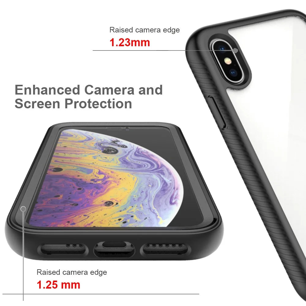 PC + TPU Full Body Protection Phone Case Cover with PET Screen Protector for iPhone XS 5.8 inch - Black - 4