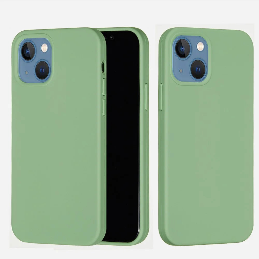 For iPhone 13 mini Liquid Silicone Phone Protective Case Back Shell - Mint Green - 2