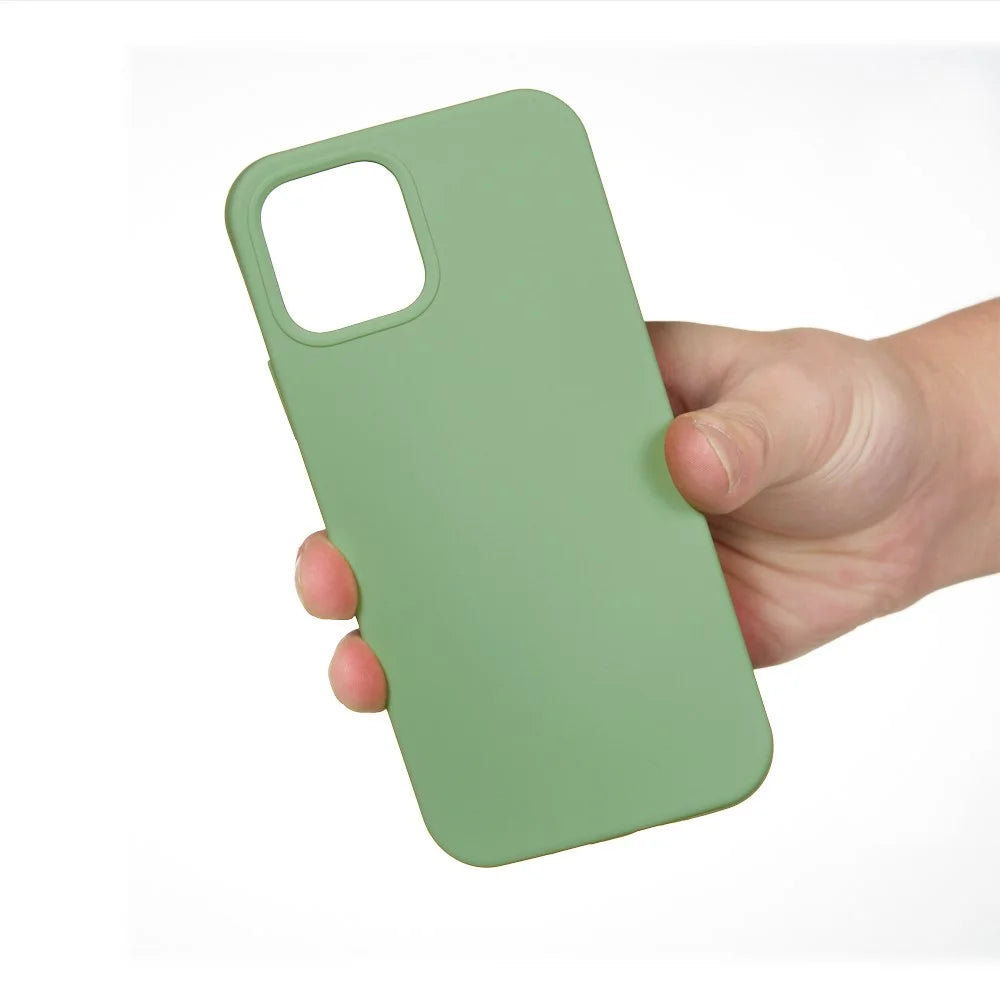 For iPhone 13 mini Liquid Silicone Phone Protective Case Back Shell - Mint Green - 4
