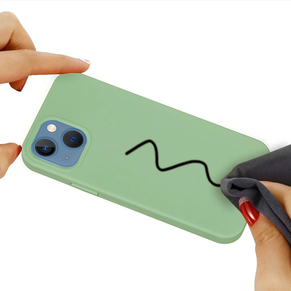 For iPhone 13 mini Liquid Silicone Phone Protective Case Back Shell - Mint Green - 5