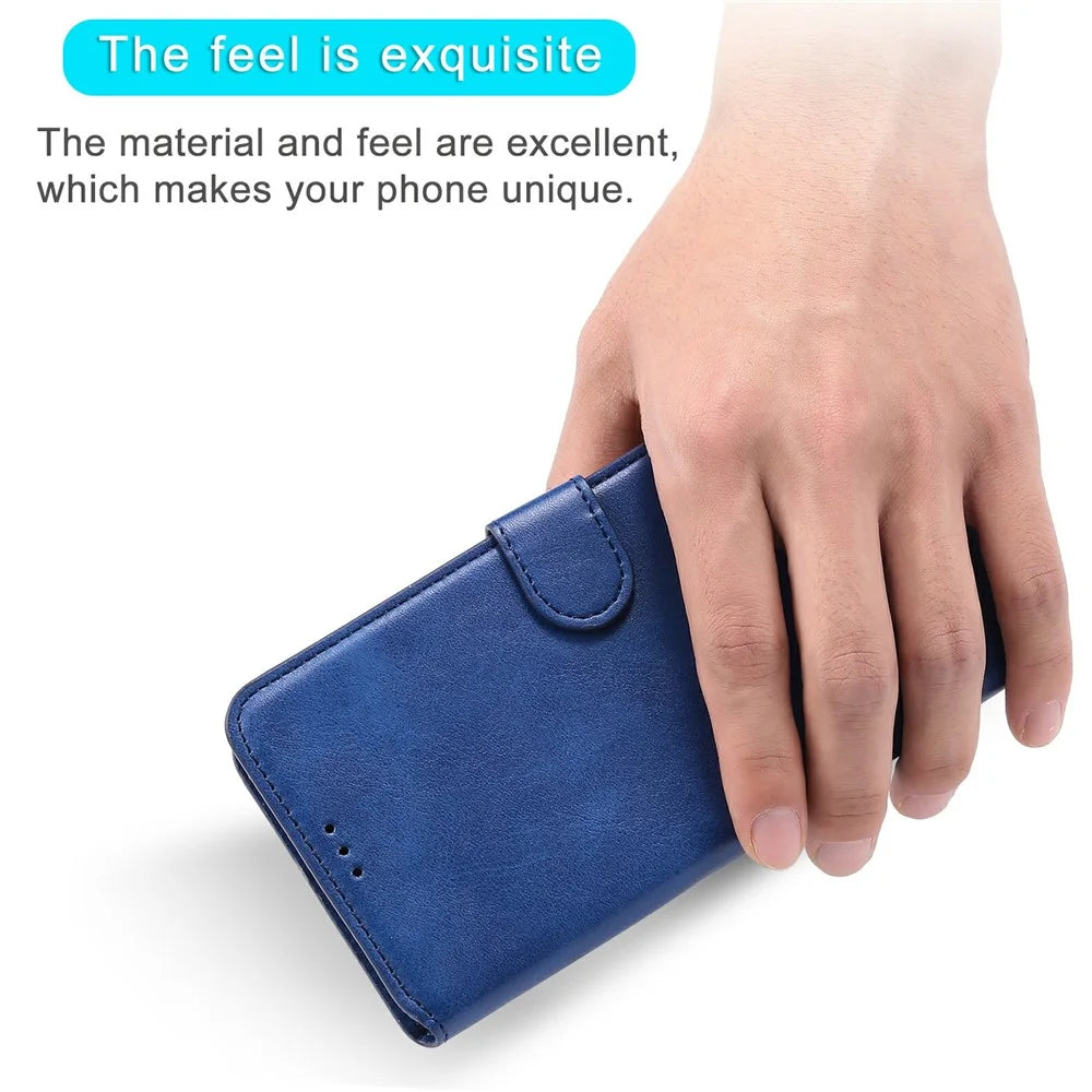 Full Protective Folio Flip Leather Wallet Phone Stand Cover Casing for iPhone 13 6.1 inch - Blue - 4