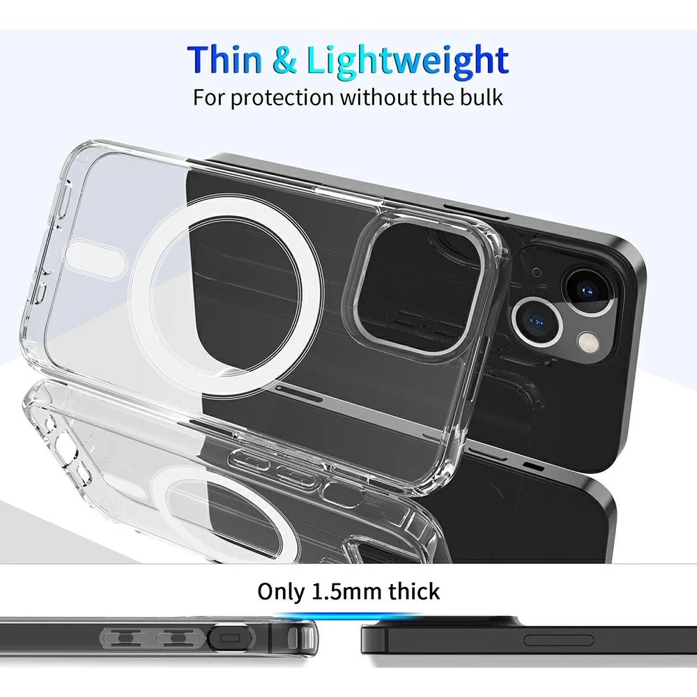 For iPhone 13 6.1 inch Compatible with MagSafe Wireless Charging Hard Acrylic+PC Back Soft TPU Case TPU Case Corner Protection High Impact Protective Clear Cover - 4