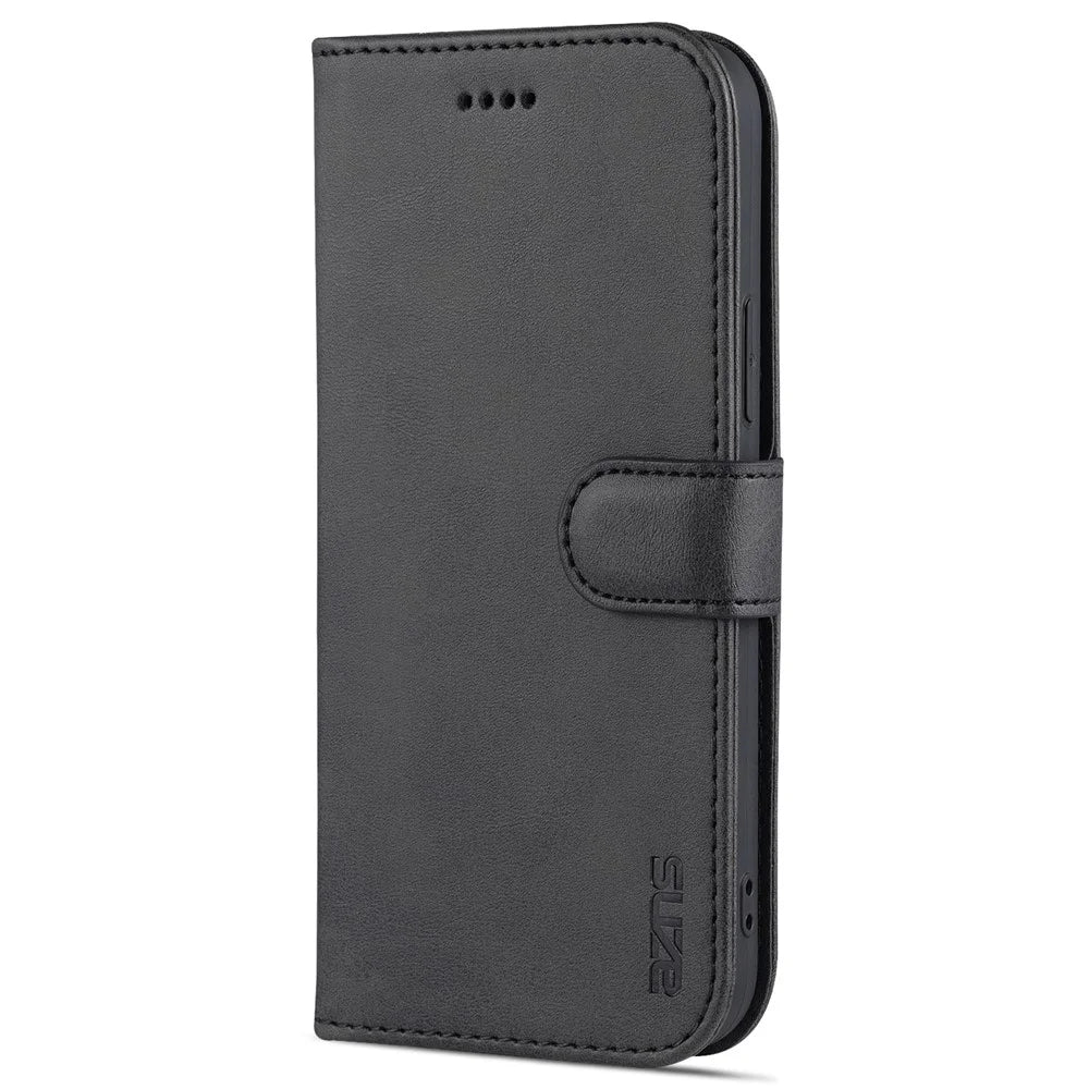 AZNS Well-protected Wallet Stand Design Leather Phone Case for iPhone 13 mini 5.4 inch - Black - 2