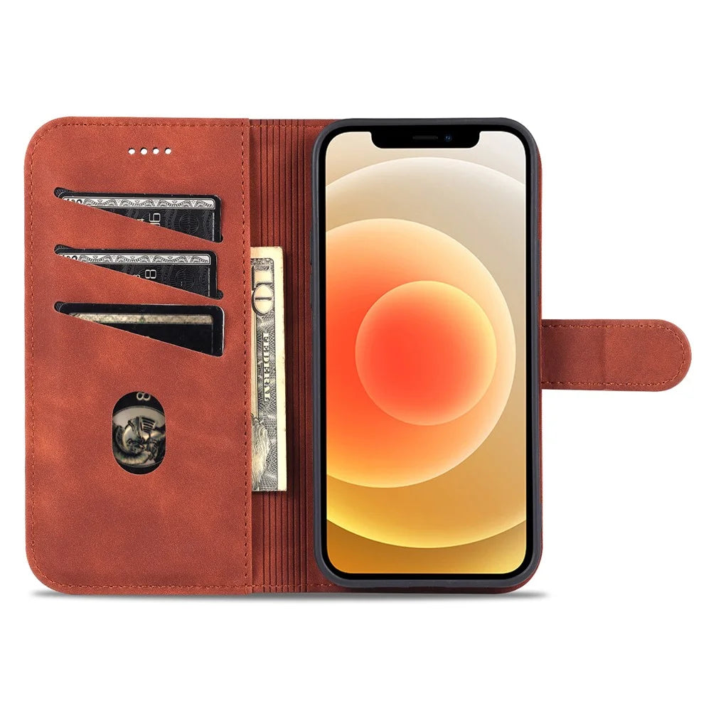 AZNS PU Leather Folio Flip Supporting Stand Wallet Card Slots Design Phone Shell for iPhone 13 Pro 6.1 inch - Black - 7
