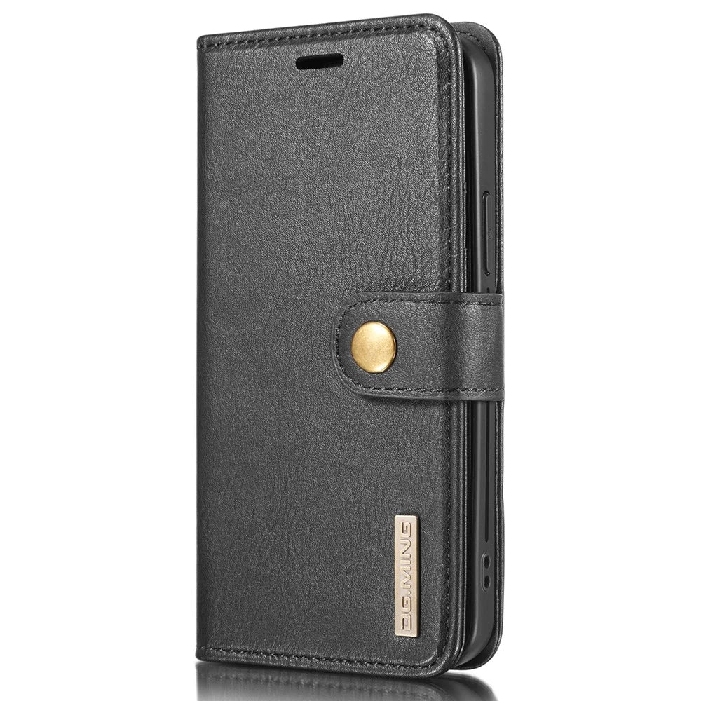 DG.MING For iPhone 13 Pro 6.1 inch Drop-resistant Anti-scratch Split Leather Wallet Detachable 2-in-1 Phone Shell - Black - 2