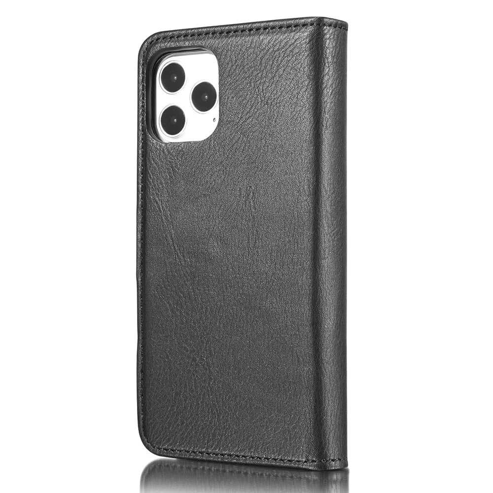 DG.MING Anti-scratch Split Leather Wallet Design Detachable 2-in-1 Phone Cover for iPhone 13 mini 5.4 inch - Black - 3