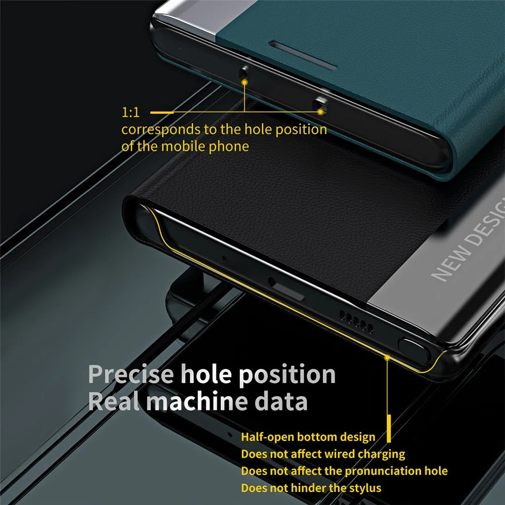 Drop-Resistant Folio Flip Plated Leather Stand Case for iPhone 13 6.1 inch - Black - 4