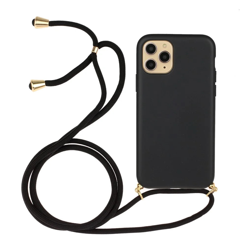 For iPhone 13 Pro 6.1 inch Natural Eco-Friendly Wheat Straw + TPU Slim Case with Multi-function Strap - Black - 1
