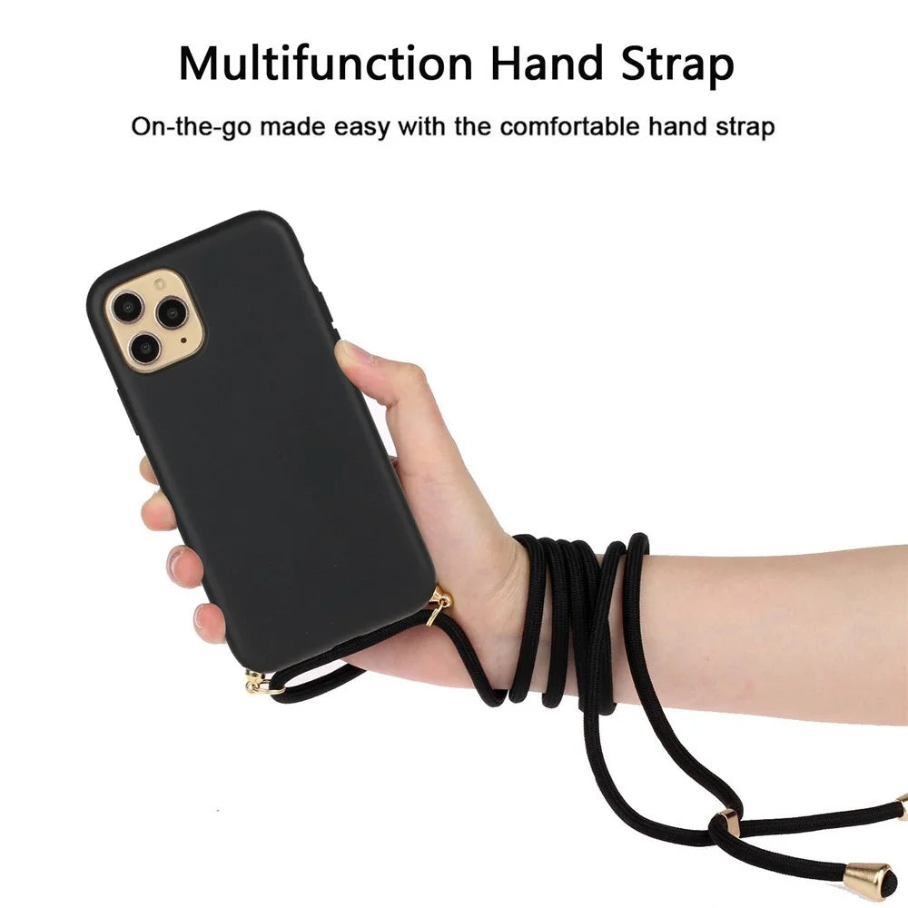 For iPhone 13 Pro 6.1 inch Natural Eco-Friendly Wheat Straw + TPU Slim Case with Multi-function Strap - Black - 3