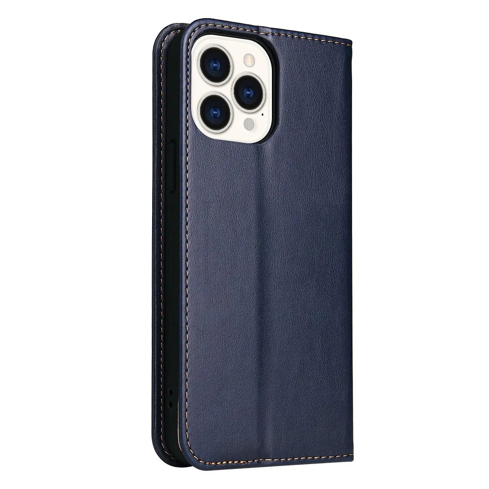 PU Leather Texture Wallet Card Slots Stand Design Phone Case for iPhone 13 Pro 6.1 inch - Blue - 3