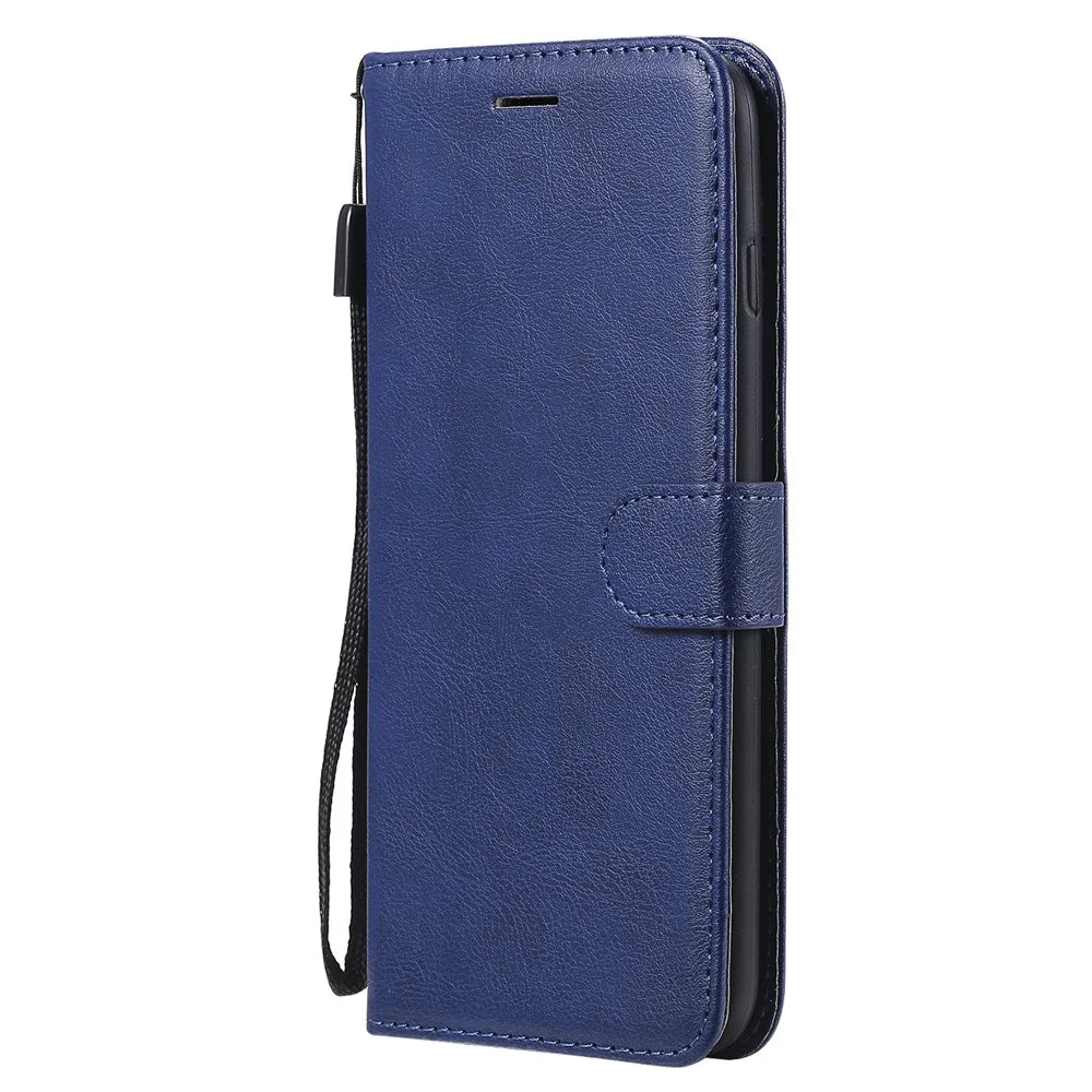 For iPhone 7 Plus 5.5 inch / 8 Plus 5.5 inch Case Solid Color Leather Mobile Cover Wallet Stand with Strap - Blue - 2