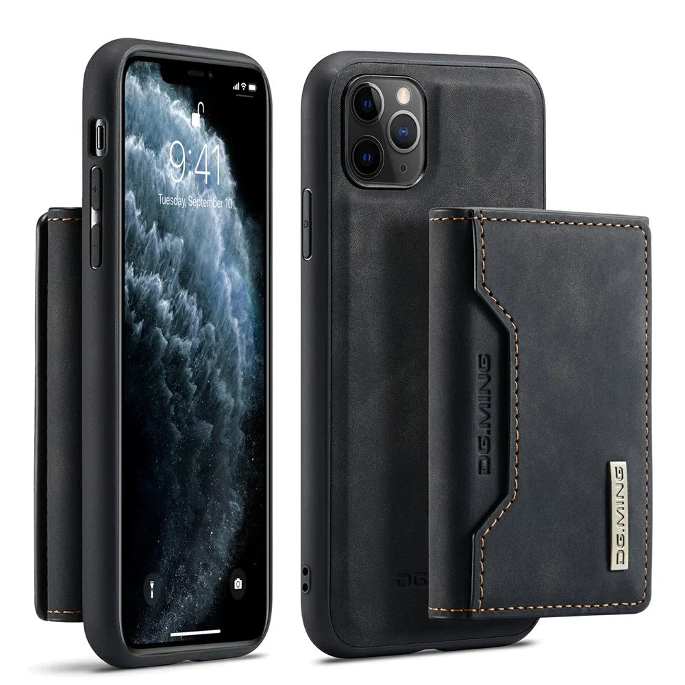 DG.MING M2 Series Detachable Wallet 2-in-1 Wireless Charging All-Inclusive Hybrid Case for iPhone 11 Pro Max 6.5 inch - Black - 1