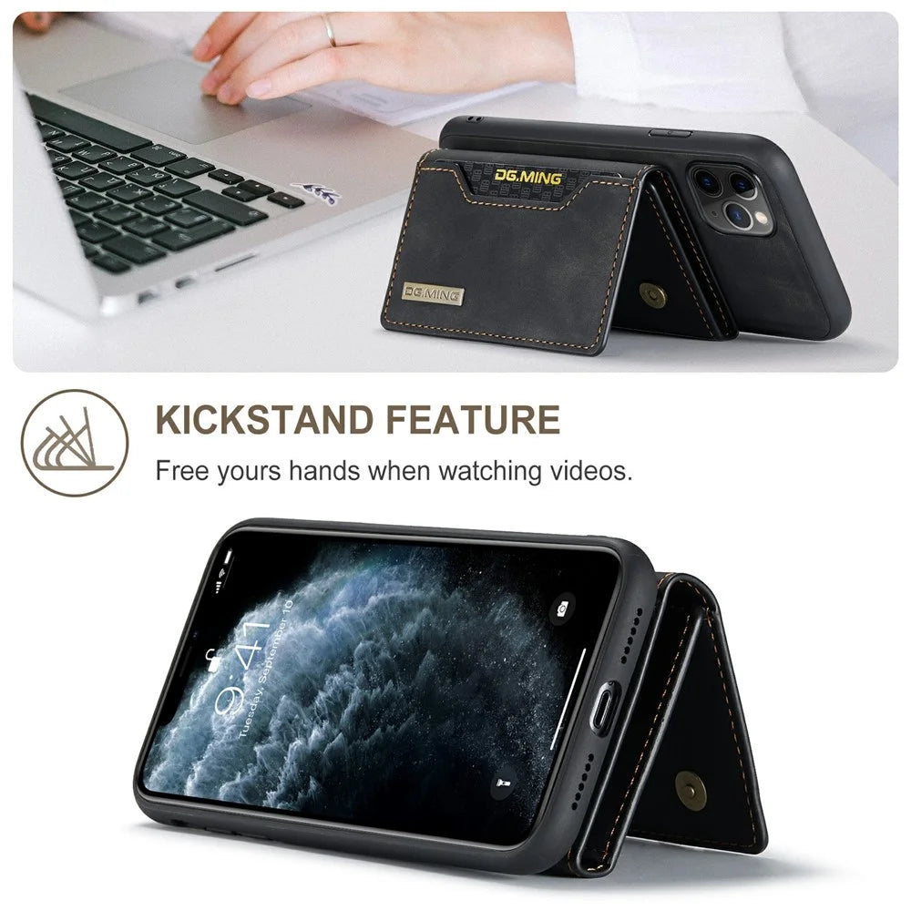 DG.MING M2 Series Detachable Wallet 2-in-1 Wireless Charging All-Inclusive Hybrid Case for iPhone 11 Pro Max 6.5 inch - Black - 2
