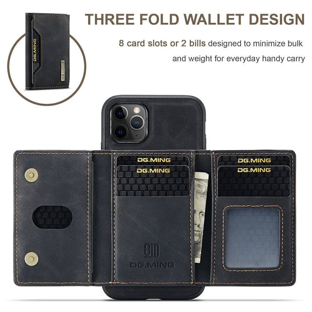 DG.MING M2 Series Anti-Fall Magnetic Wallet All-Inclusive Hybrid Case for iPhone 11 Pro 5.8 inch - Black - 5
