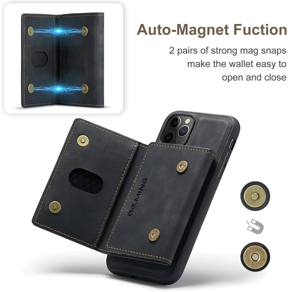 DG.MING M2 Series Anti-Fall Magnetic Wallet All-Inclusive Hybrid Case for iPhone 11 Pro 5.8 inch - Black - 6