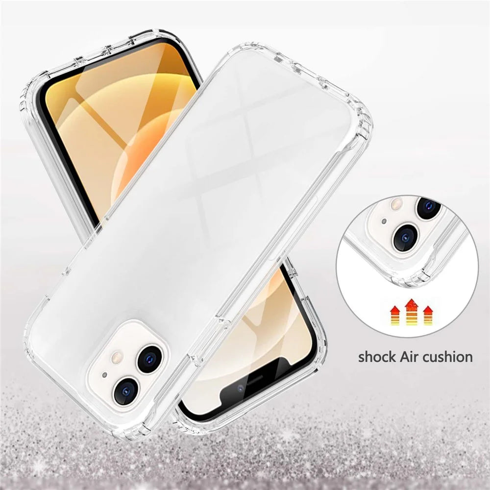 LA1 Series 3-in-1 Full Body Protection Shock Absorption Gradient Color Hard PC Frame + Soft TPU Back Protective Phone Case Built-in PET Screen Protector for Apple iPhone 12 mini 5.4 inch - Transparent - 2