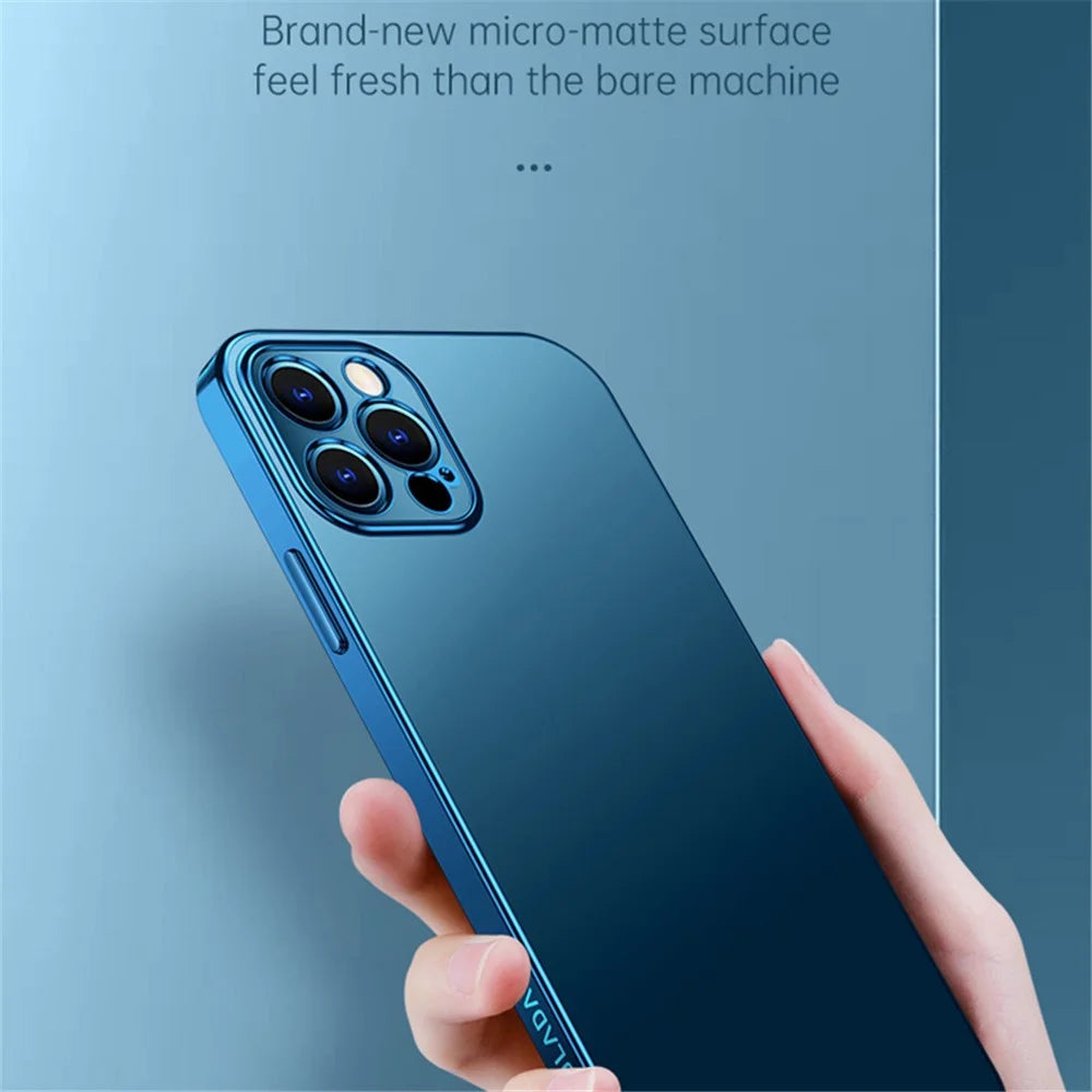 SULADA Natural Color Series TPU Case for iPhone 13 Pro 6.1 inch Electroplating Mobile Protective Cover - Blue - 3