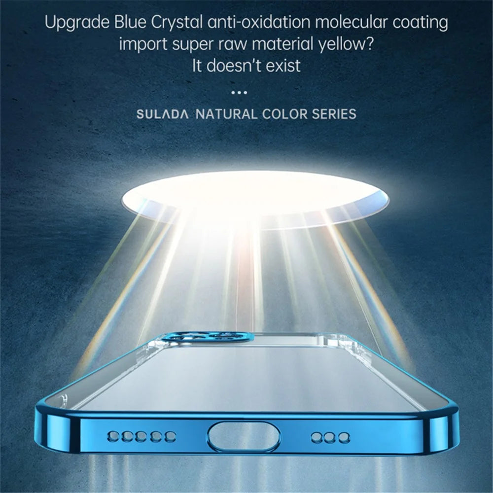 SULADA Natural Color Series TPU Case for iPhone 13 Pro 6.1 inch Electroplating Mobile Protective Cover - Blue - 5