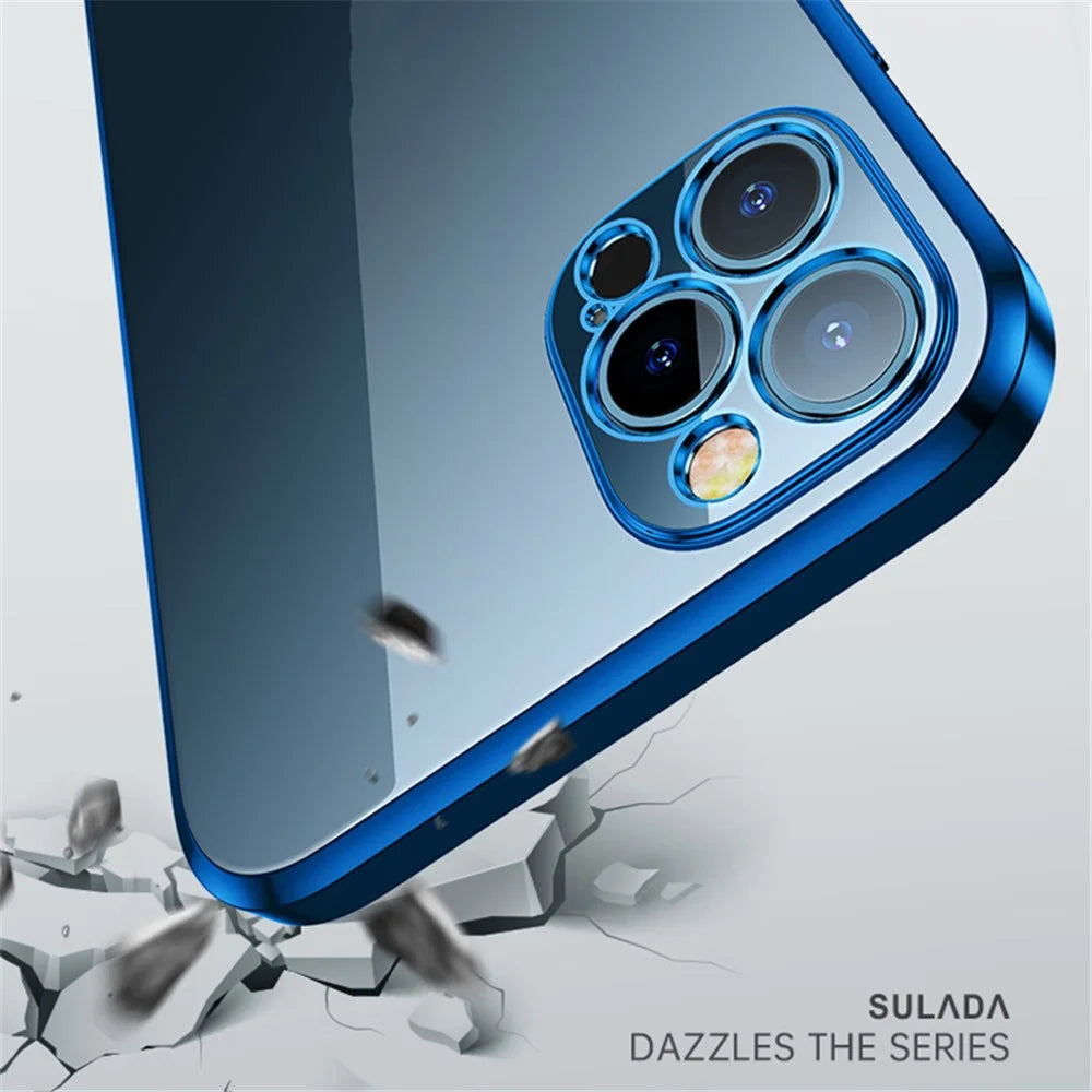 SULADA All-round Protective Electroplating Case Scratch-proof Back Cover Shell for iPhone 13 6.1 inch - Silver - 4