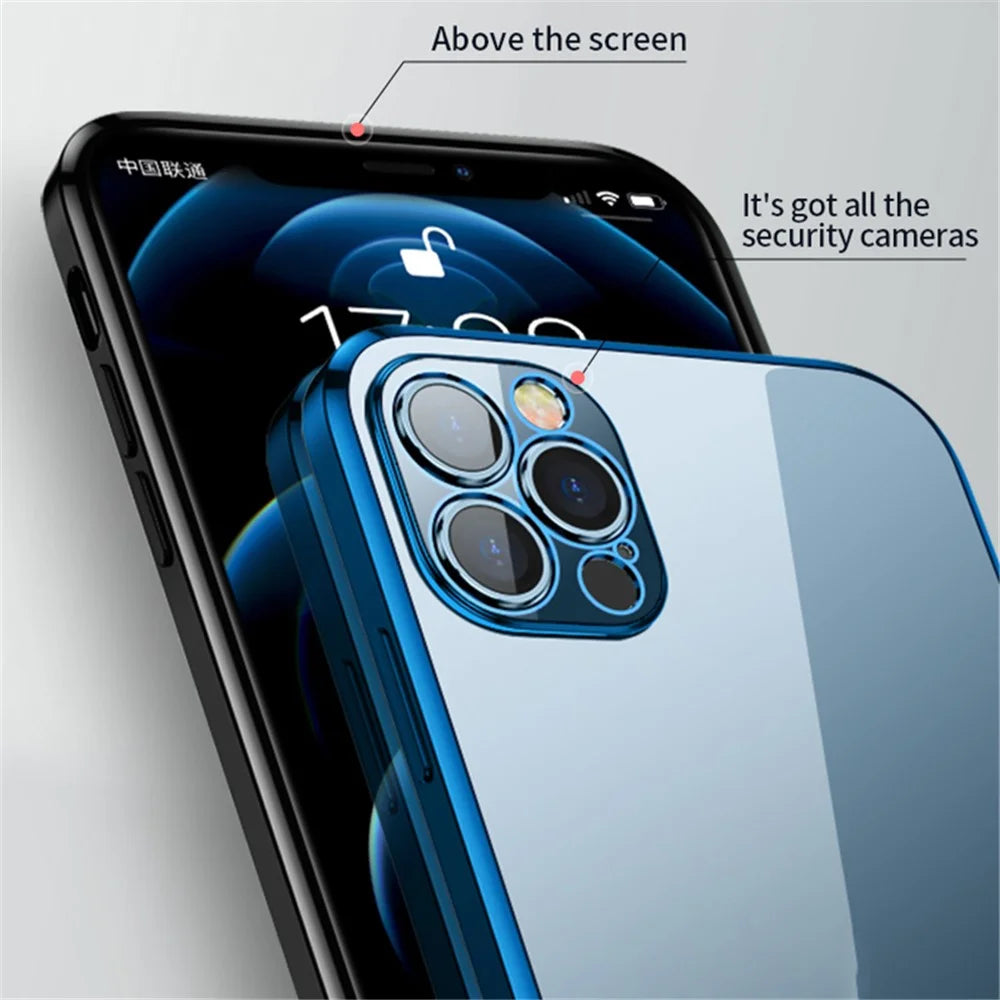 SULADA Colorful Dazzling Electroplating TPU Phone Back Case for iPhone 13 Pro Max - Blue - 2