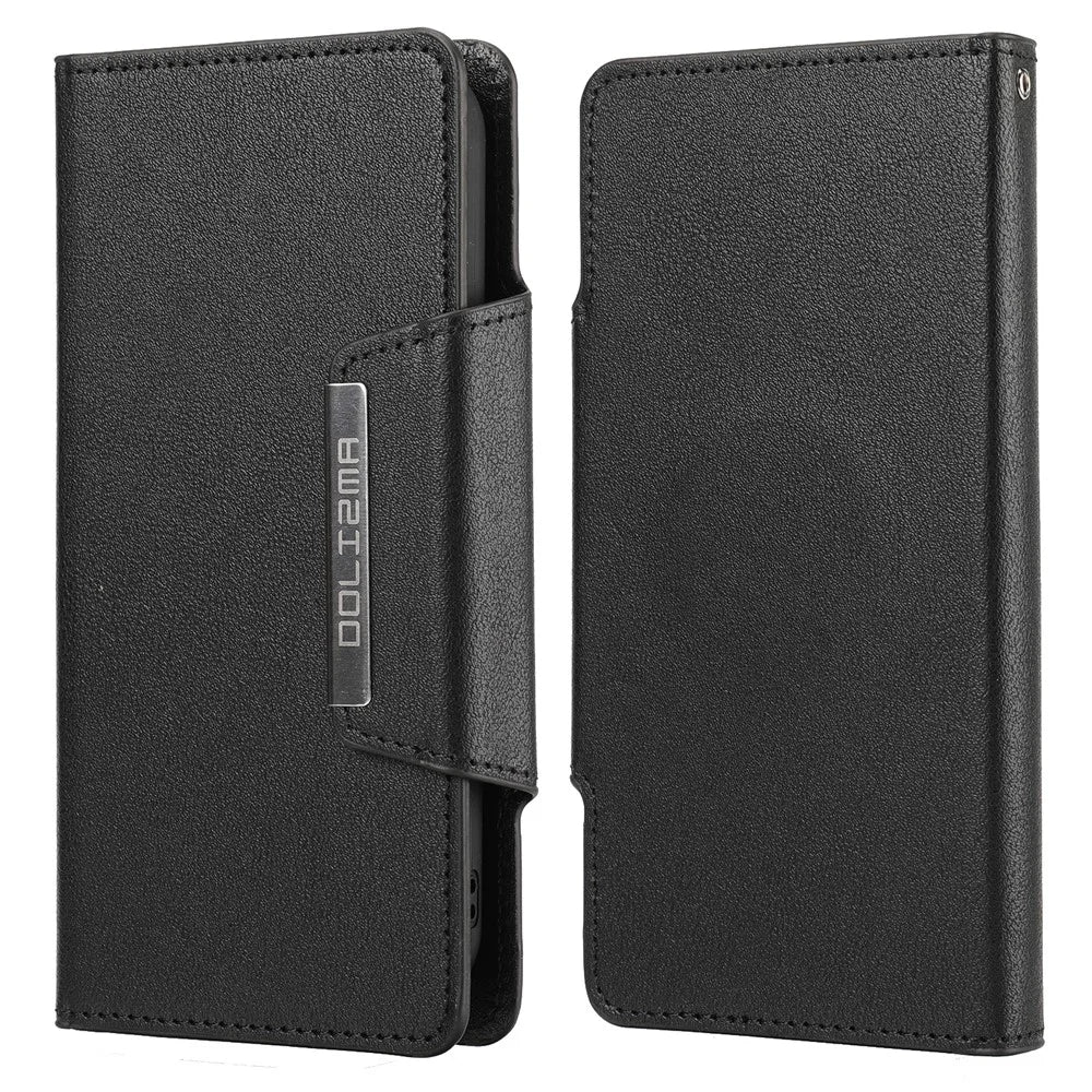 Leather Wallet Phone Cover Case with Detachable Inner for iPhone 13 Pro 6.1 inch - Black - 1