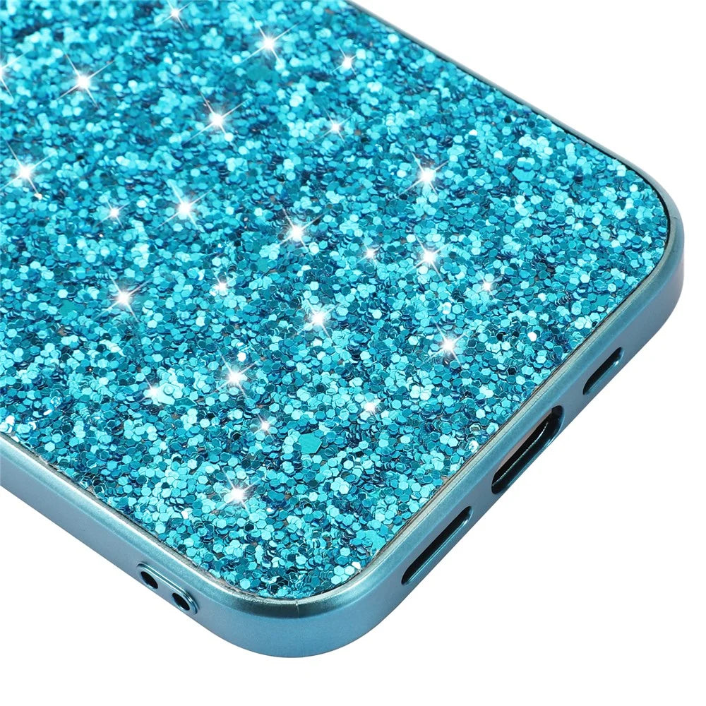 Glitter Sequins Electroplating TPU Frame + Hard PC Panel Phone Case Protective Cover for iPhone 13 Pro 6.1 inch - Blue - 5