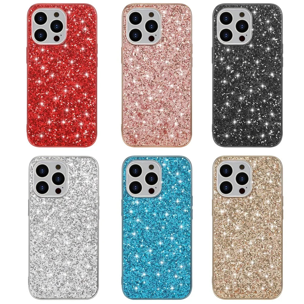Glitter Sequins Electroplating TPU Frame + Hard PC Panel Phone Case Protective Cover for iPhone 13 Pro 6.1 inch - Blue - 7