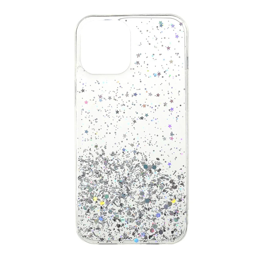 Sparkle Starry Sky Epoxy TPU Case Phone Protective Cover for iPhone 13 Pro Max 6.7 inch - White - 1