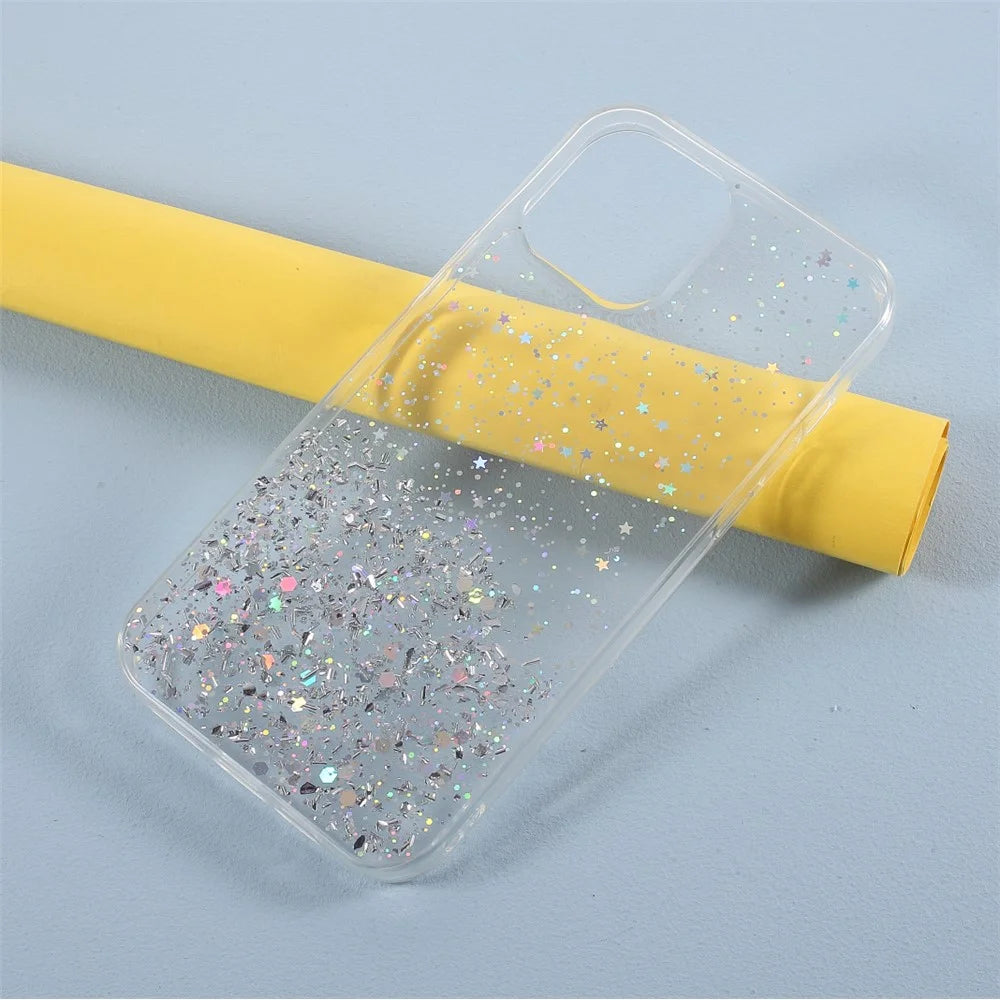 Sparkle Starry Sky Epoxy TPU Case Phone Protective Cover for iPhone 13 Pro Max 6.7 inch - White - 2