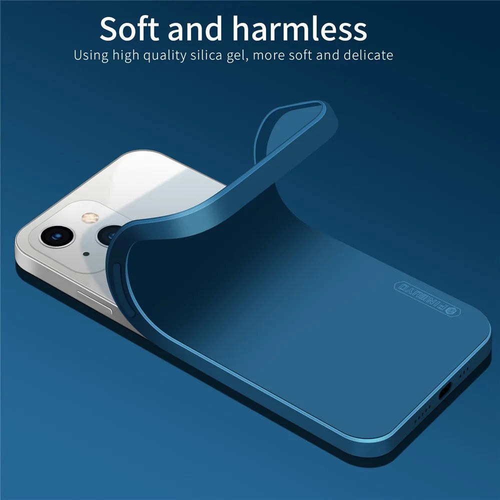 PINWUYO Precise Cut-Out Soft Skin Silicone Shockproof Phone Cover for iPhone 13 6.1 inch - Blue - 7