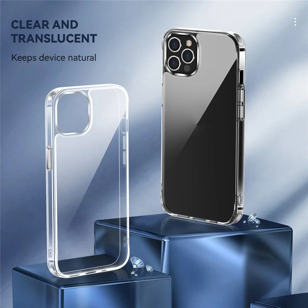 Hybrid Hard PC Back + Soft TPU Bumper Slim Crystal Clear Phone Case for iPhone 12 / 12 Pro 6.1 inch - 7