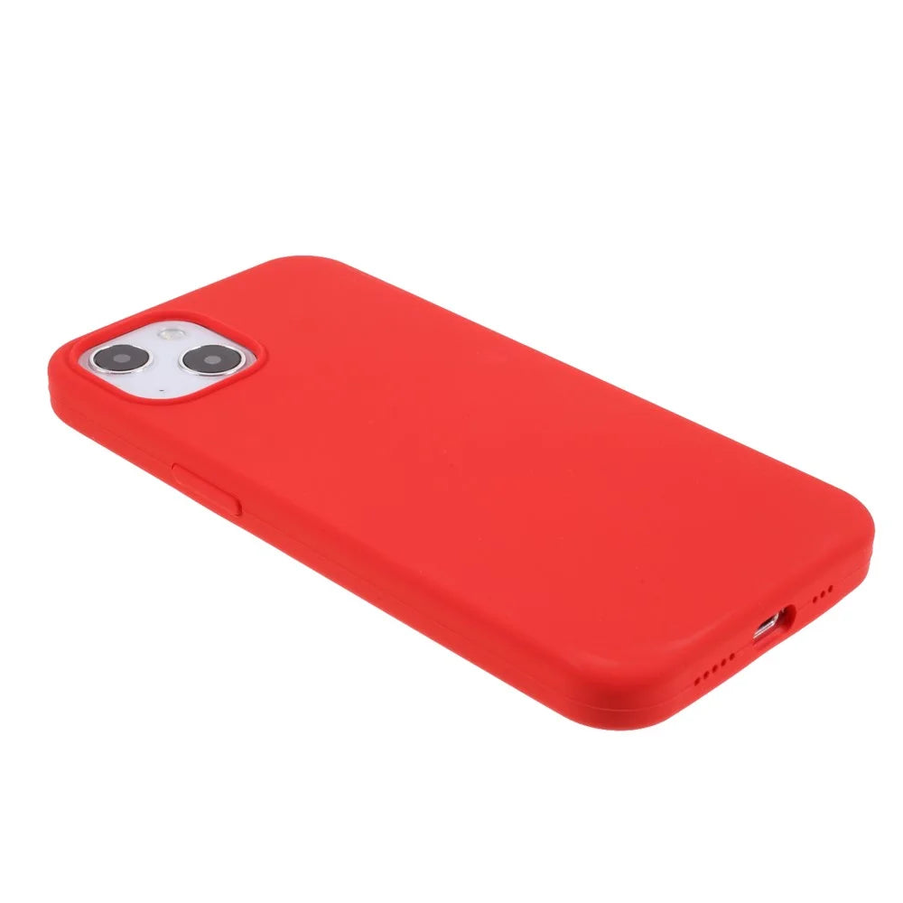Solid Silicone Slim Shockproof Phone Case with Soft Microfiber Lining for iPhone 13 6.1 inch - Red - 4