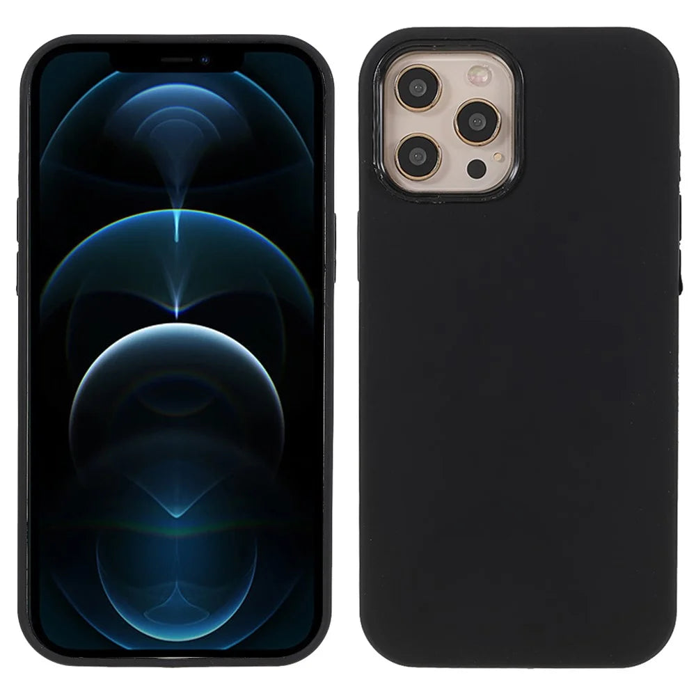 Soft Touch Solid Silicone Full-Body Protective Case for iPhone 12 Pro Max 6.7 inch - Black - 1