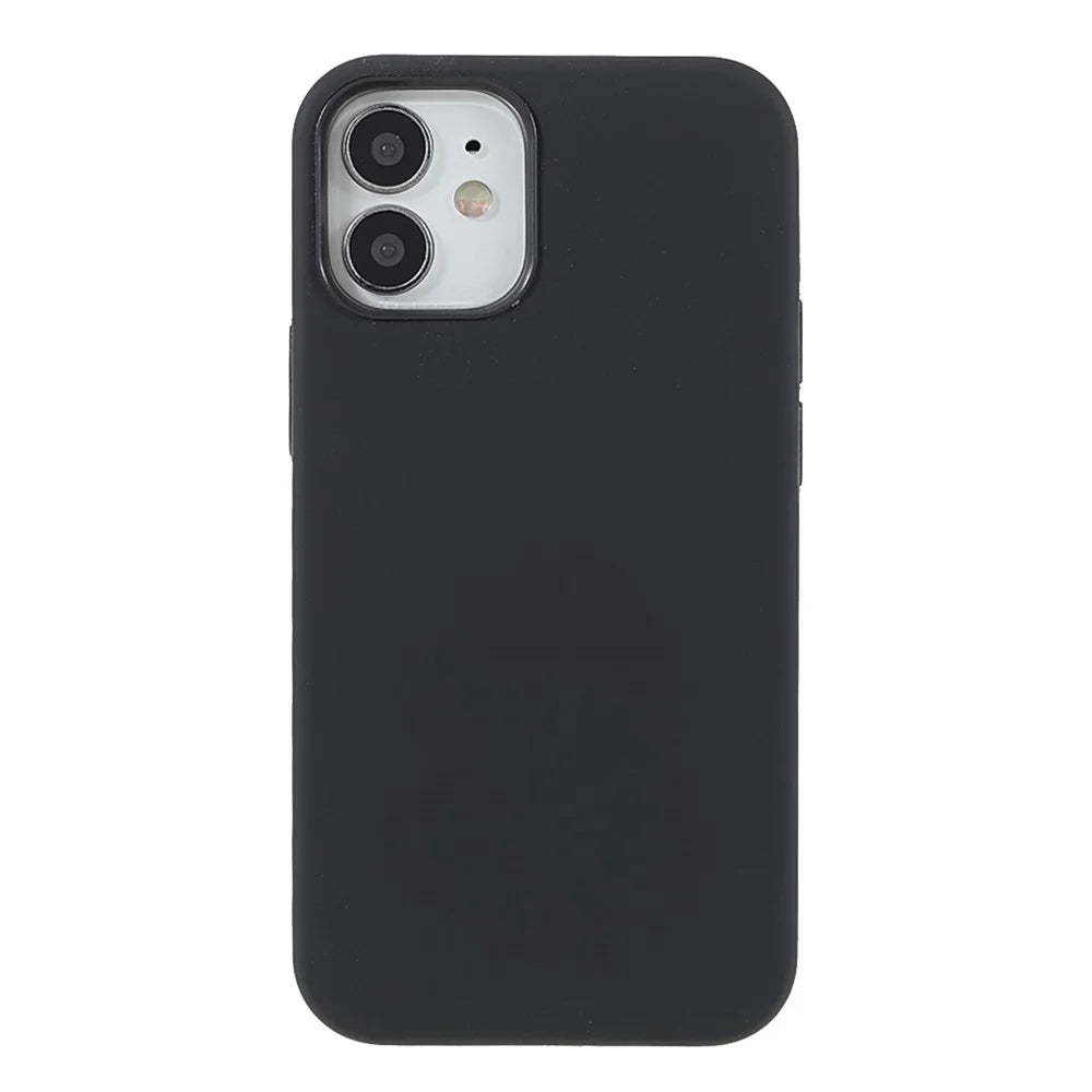 Solid Silicone Slim Microfiber Lining Cushion Texture Cover for iPhone 12 mini 5.4 inch - Black - 2
